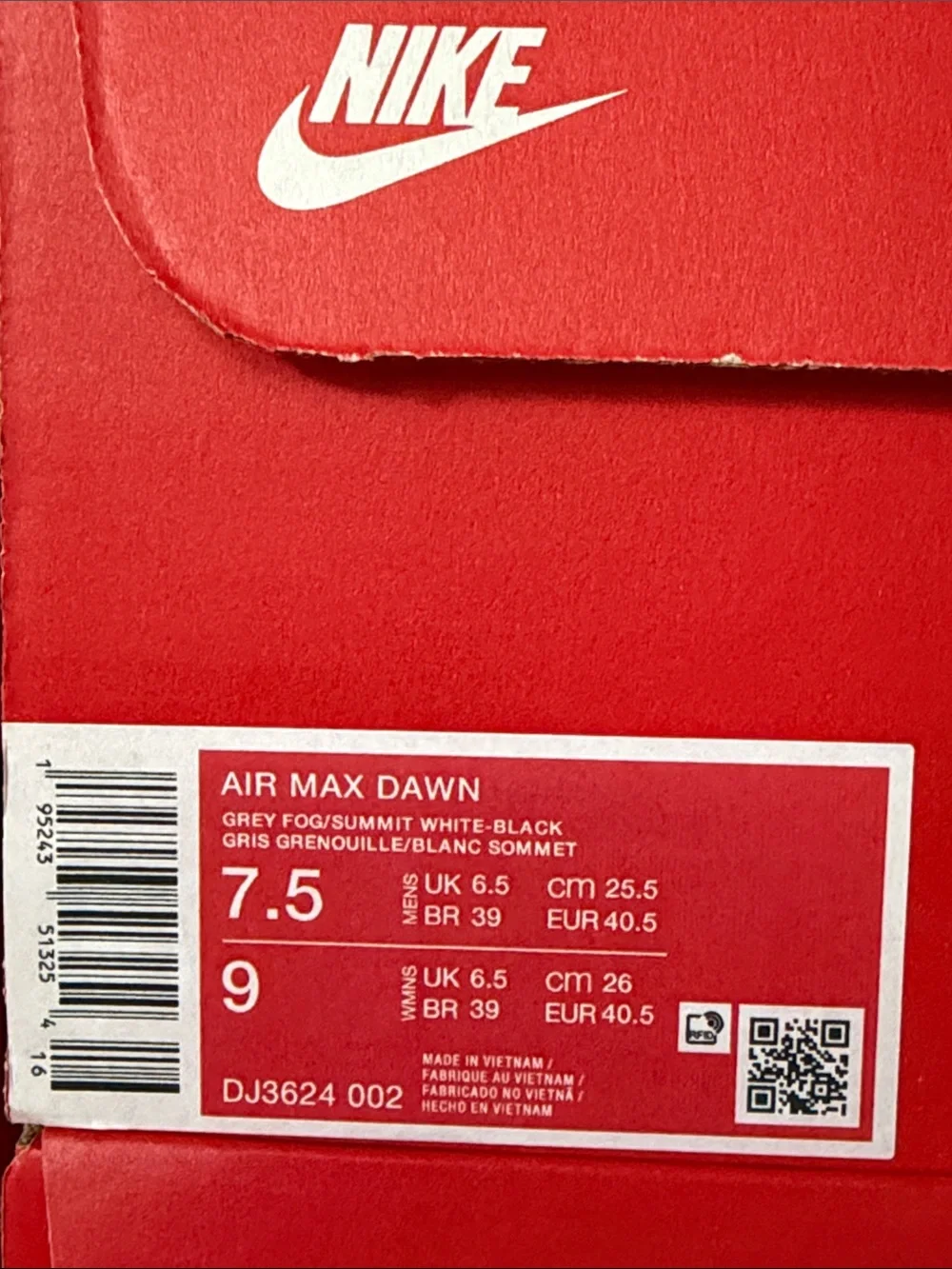 Nike Air Max Dawn Grey Fog DJ3624-002 Men’s Size 7.5